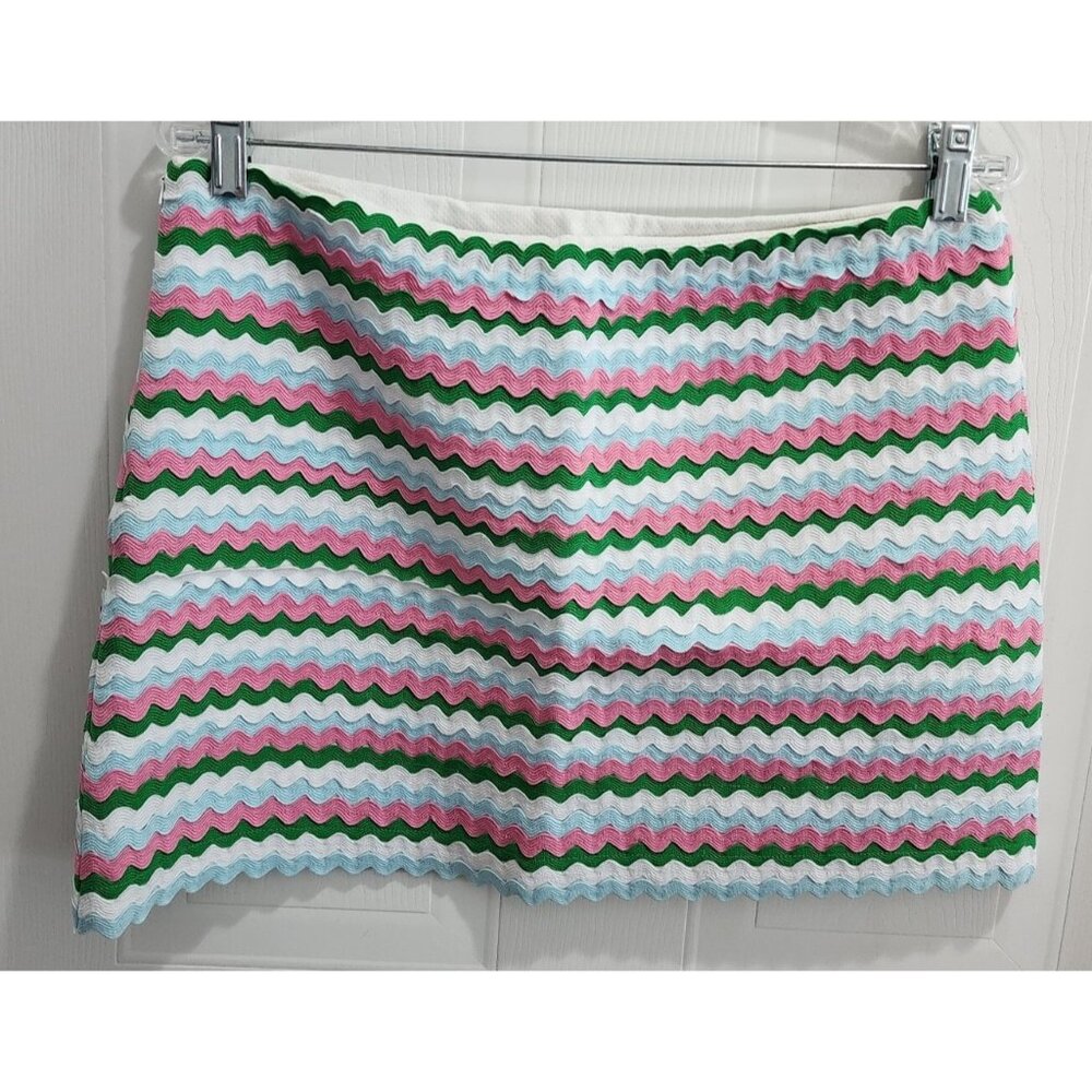 CJ Laing Women’s Sz 6 Scalloped Ripple Rickrack Ribbon Striped Mini Skirt Quirky - Picture 3 of 8